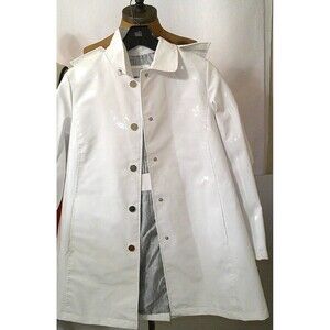 New NWT $375 Jane Post Iconic Princess Slicker Rain Coat Hood Women XS White